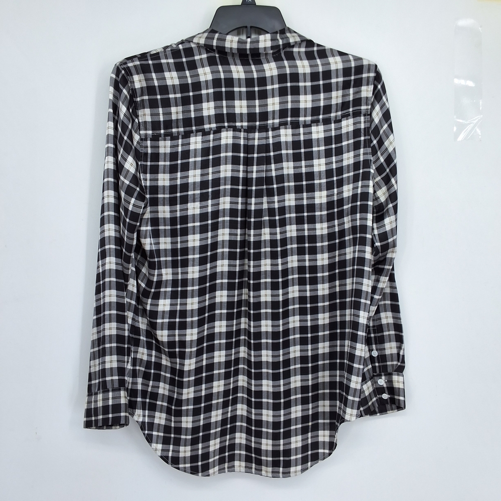 Equipment Large Silk Black and White Checkered Shirt - Picture 5 of 6
